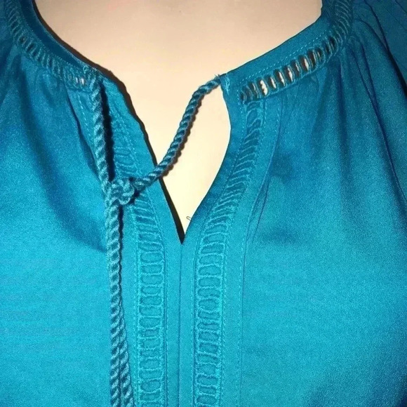Rebecca Malone Women’s Boho Teal Blouse - Picture 4 of 6